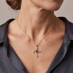 D'Joy - Moroccan Amethyst & White Zircon Pendant with Chain (Size 20) in Yellow Gold Plated Sterling Silver 1.60 Ct._4490851_1