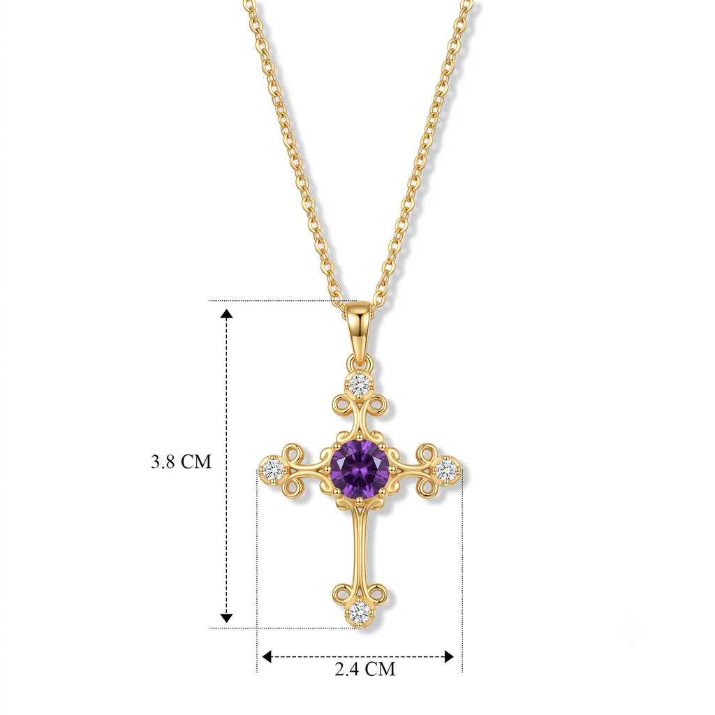 D'Joy - Moroccan Amethyst & White Zircon Pendant with Chain (Size 20) in Yellow Gold Plated Sterling Silver 1.60 Ct._4490851_4