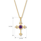 D'Joy - Moroccan Amethyst & White Zircon Pendant with Chain (Size 20) in Yellow Gold Plated Sterling Silver 1.60 Ct._4490851_4