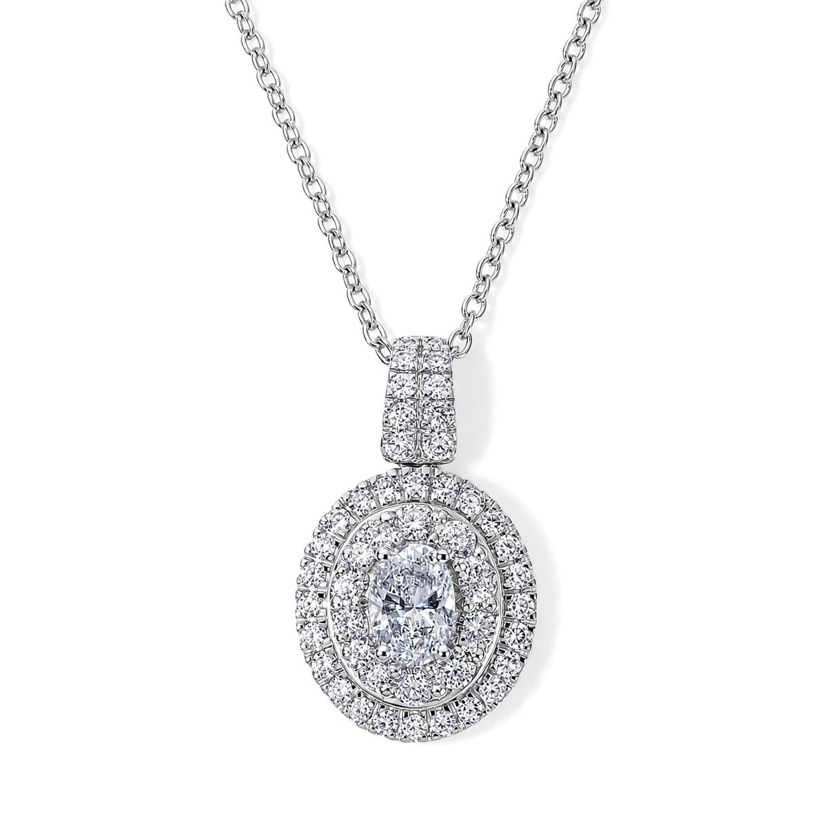 Red Carpet Collection- Luxuriant - Lab Grown Diamond (SI/G-H) Halo Pendant with Chain (Size 20) in Rhodium Overlay Sterling Silver 2.00 Ct. 4490983 0