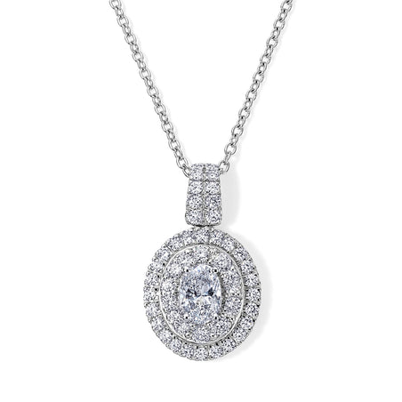 Red Carpet Collection- Luxuriant - Lab Grown Diamond (SI/G-H) Halo Pendant with Chain (Size 20) in Rhodium Overlay Sterling Silver 2.00 Ct. 4490983 1