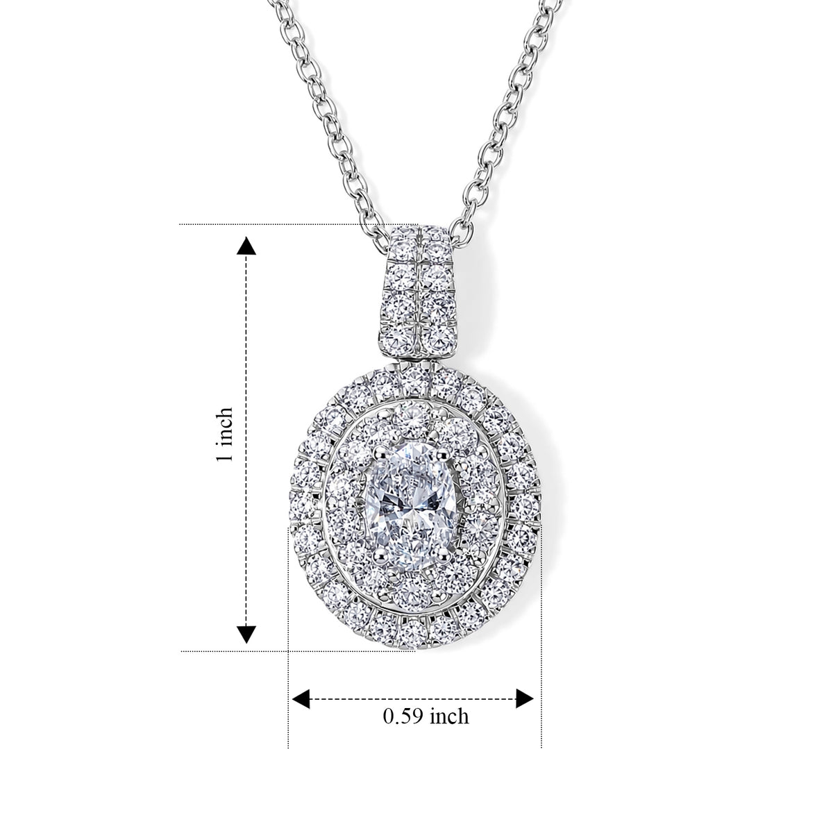 Red Carpet Collection- Luxuriant - Lab Grown Diamond (SI/G-H) Halo Pendant with Chain (Size 20) in Rhodium Overlay Sterling Silver 2.00 Ct. 4490983 5