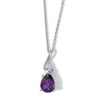 D'Joy - Natural Moroccan Amethyst & White Zircon Drop Pendant with Chain (Size 20) in Platinum Overlay Sterling Silver 1.08 Ct._4491199
