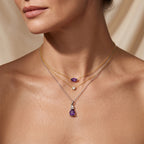 D'Joy - Natural Moroccan Amethyst & White Zircon Drop Pendant with Chain (Size 20) in Platinum Overlay Sterling Silver 1.08 Ct._4491199_2