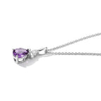 D'Joy - Natural Moroccan Amethyst & White Zircon Drop Pendant with Chain (Size 20) in Platinum Overlay Sterling Silver 1.08 Ct._4491199_3