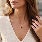 Luxuriant - Natural Radiant Ember Garnet & Lab Grown Diamond (SI/G-H) Halo Heart Pendant with Chain (Size 20) in 18K Vermeil Yellow Gold Plated Sterling Silver 1.64 Ct._4491533_1