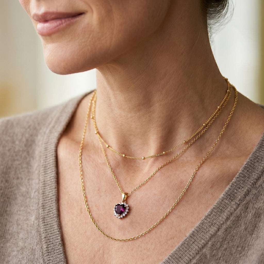 Luxuriant - Natural Radiant Ember Garnet & Lab Grown Diamond (SI/G-H) Halo Heart Pendant with Chain (Size 20) in 18K Vermeil Yellow Gold Plated Sterling Silver 1.64 Ct._4491533_2