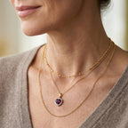 Luxuriant - Natural Radiant Ember Garnet & Lab Grown Diamond (SI/G-H) Halo Heart Pendant with Chain (Size 20) in 18K Vermeil Yellow Gold Plated Sterling Silver 1.64 Ct._4491533_2