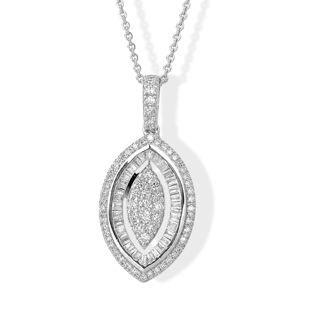 Luxuriant - Lab Grown Diamond (SI/G-H) Pendant with Chain (Size 20) in Rhodium Overlay Sterling Silver 0.90 Ct._4491649