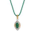 Green Onyx Pendant with Beads Chain (Size 20) Pure Yellow Brass  70.00ct  75.076  Ct._4492573