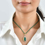 Green Onyx Pendant with Beads Chain (Size 20) Pure Yellow Brass  70.00ct  75.076  Ct._4492573_1