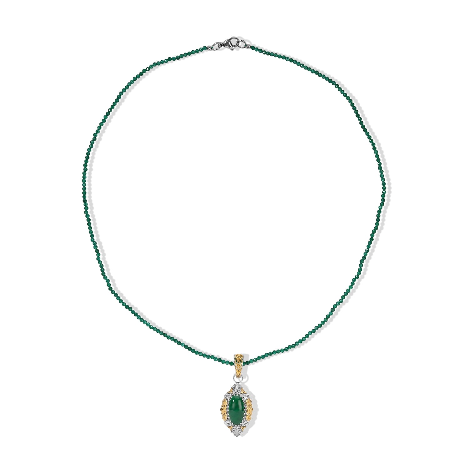 EverTrue - Green Onyx Pendant with Beads Chain (Size 20) 5.08 Ct. 4492573 4