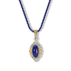 Lapis Lazuli Pendant with Beads Chain (Size 20) Pure Yellow Brass  70.00ct  76.600  Ct._4492576