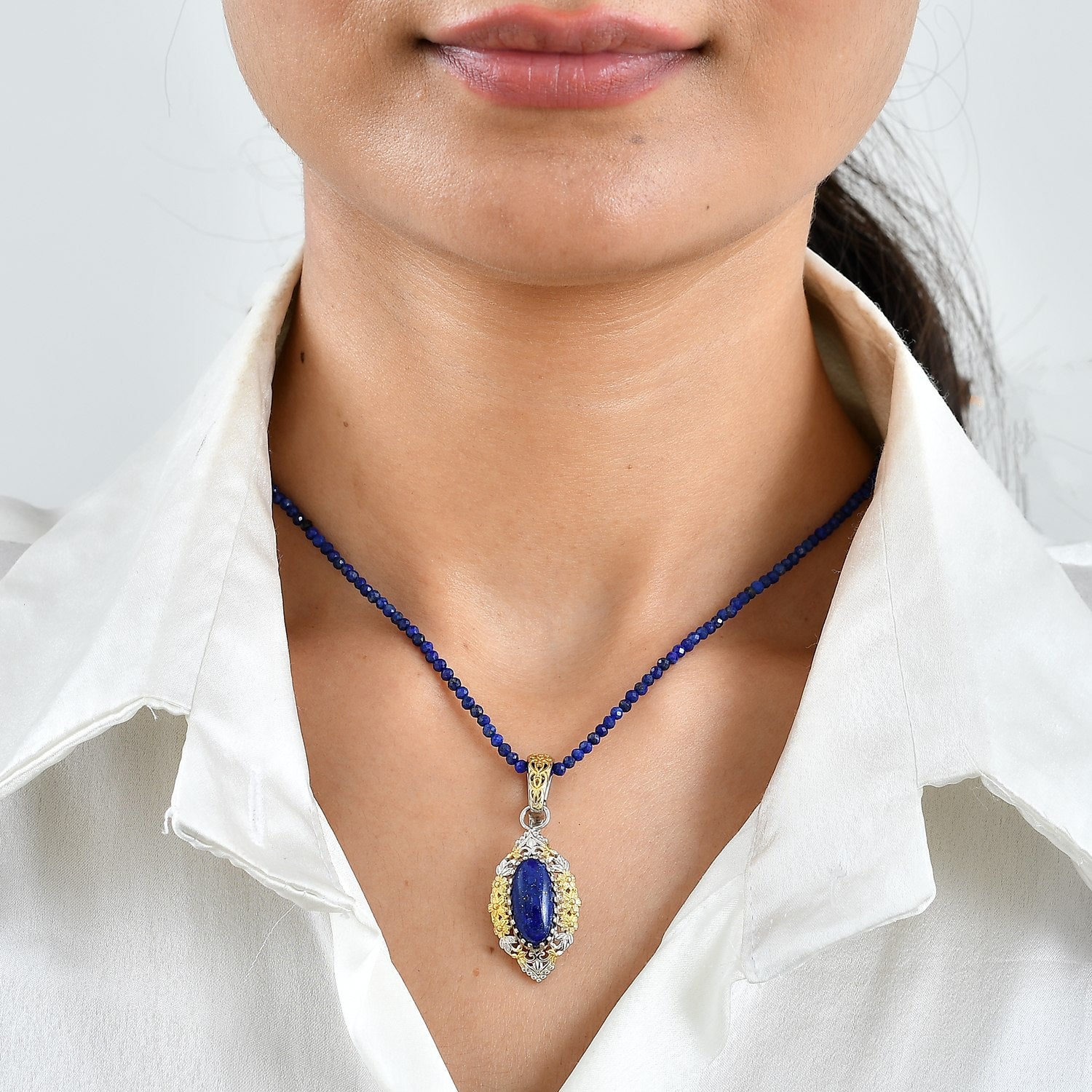 EverTrue - Lapis Lazuli Pendant with Beads Chain (Size 20) 6.60 Ct. 4492576 1