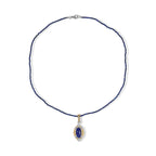 Lapis Lazuli Pendant with Beads Chain (Size 20) Pure Yellow Brass  70.00ct  76.600  Ct._4492576_4
