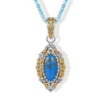 Blue Mojave Turquoise  Apatite Pendant with Beads Chain (Size 20) Pure Yellow Brass  70.00ct  74.480  Ct._4492589
