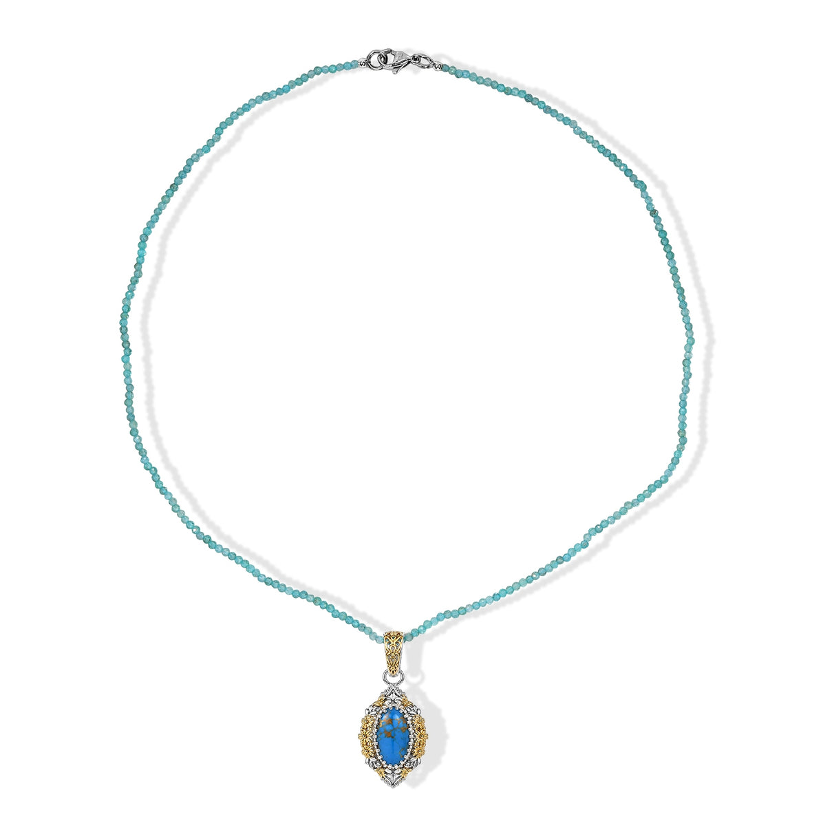 EverTrue - Blue Mojave Turquoise Apatite Pendant with Beads Chain (Size 20) 4.50 Ct. 4492589 3