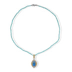 Blue Mojave Turquoise  Apatite Pendant with Beads Chain (Size 20) Pure Yellow Brass  70.00ct  74.480  Ct._4492589_3