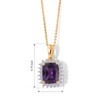 Luxuriant - Moroccan Amethyst & Lab Grown Diamond (SI/G-H) Pendant with Chain (Size 20) in 18K Vermeil Yellow Gold Plated Sterling Silver 3.40 Ct._4492837_7