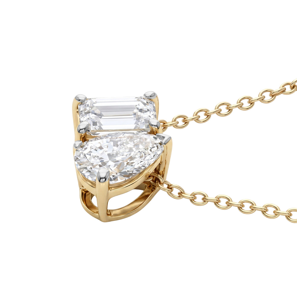 Luxuriant - SGL Certified Lab Grown Diamond (SI/G-H) Toi-et-Moi Pendant with Chain (Size 18+2 Ext) in 18K Vermeil Yellow Gold Plated Sterling Silver 1.00 Ct._4492958_3