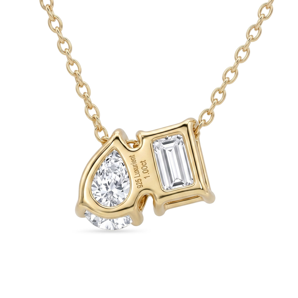 Luxuriant - SGL Certified Lab Grown Diamond (SI/G-H) Toi-et-Moi Pendant with Chain (Size 18+2 Ext) in 18K Vermeil Yellow Gold Plated Sterling Silver 1.00 Ct._4492958_4