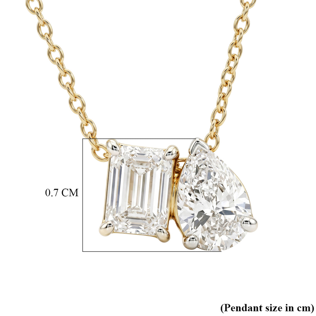 Luxuriant - SGL Certified Lab Grown Diamond (SI/G-H) Toi-et-Moi Pendant with Chain (Size 18+2 Ext) in 18K Vermeil Yellow Gold Plated Sterling Silver 1.00 Ct._4492958_5