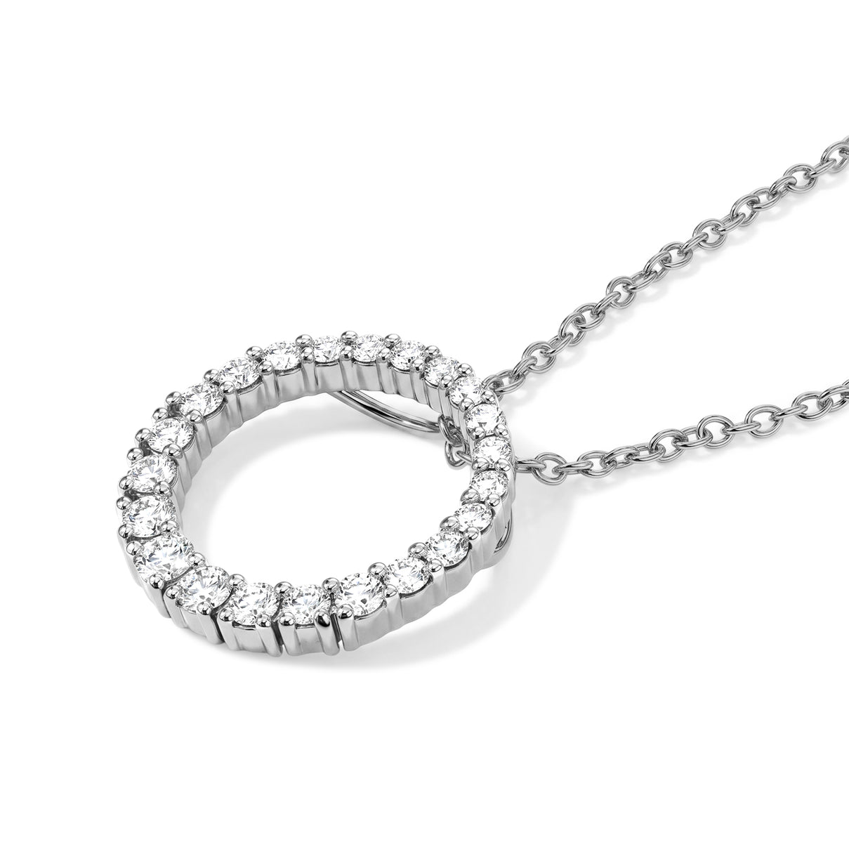 Luxuriant - Lab Grown Diamond (SI-G-H) Circular Pendant with Chain (Size 20) in Rhodium Overlay Sterling Silver 1.00 Ct. 4493049 3
