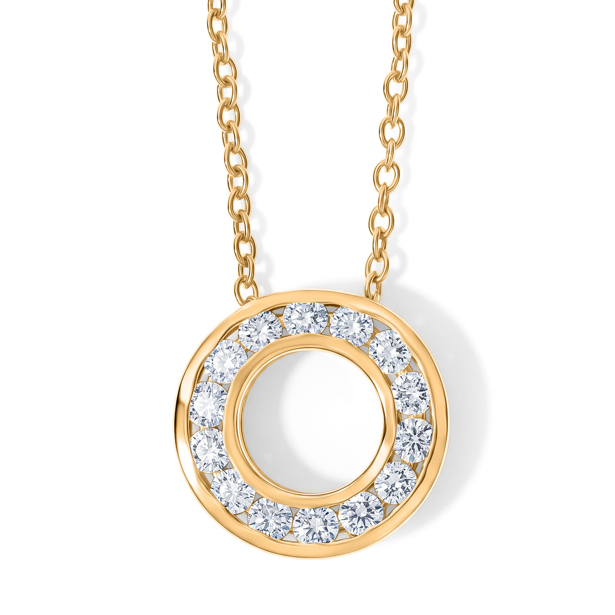 Luxuriant - Lab Grown Diamond (SI/G-H) Circle Pendant with Chain (Size 20) in 18K Vermeil Yellow Gold Plated Sterling Silver 1.00 Ct. 4493058 0