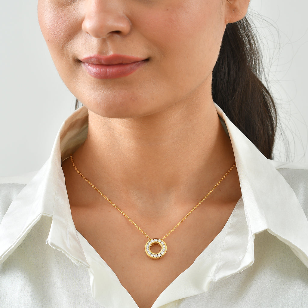Lab Grown Diamond Pendant with Chain (Size 20) in 18K YG Vermeil Sterling Silver  1.000  Ct._4493058_1