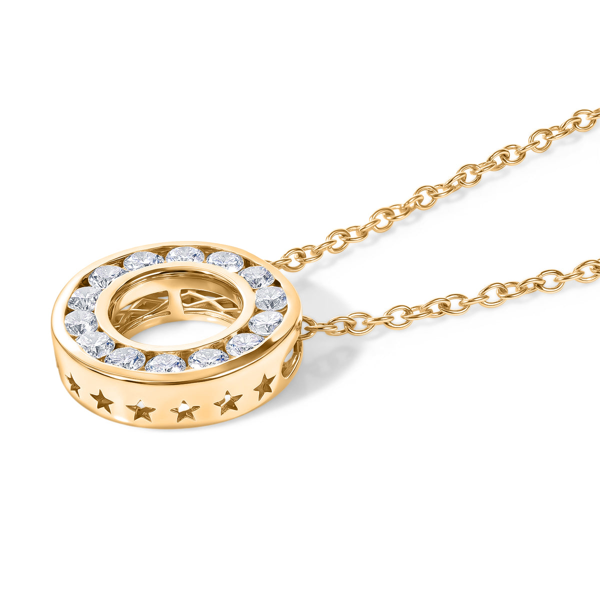 Luxuriant - Lab Grown Diamond (SI/G-H) Circle Pendant with Chain (Size 20) in 18K Vermeil Yellow Gold Plated Sterling Silver 1.00 Ct. 4493058 4
