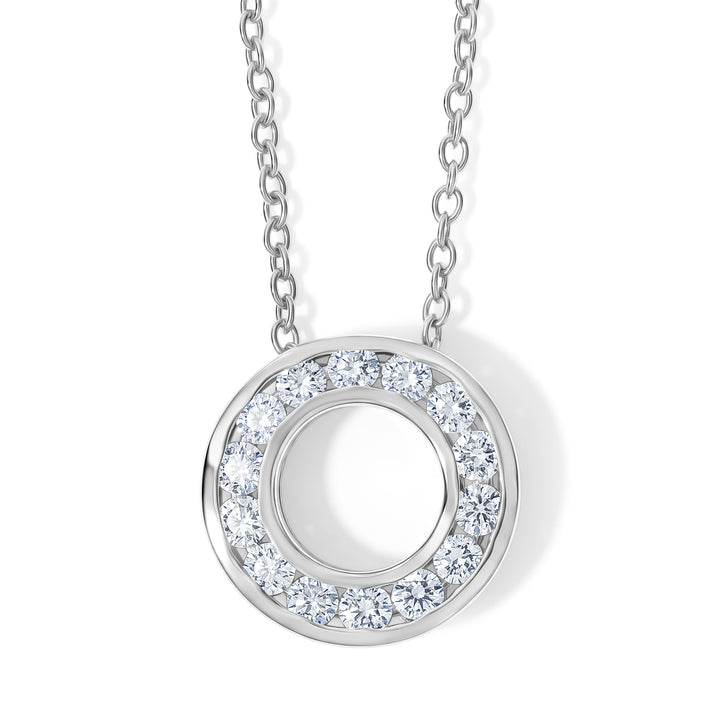 Luxuriant - Lab Grown Diamond (SI/G-H) Circle Pendant with Chain (Size 20) in Rhodium Overlay Sterling Silver 1.00 Ct. 4493059 1
