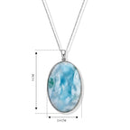 D'Joy - Natural Larimar Solitaire Pendant with Chain (Size 20) in Rhodium Overlay Sterling 52.00 Ct._4493424_4