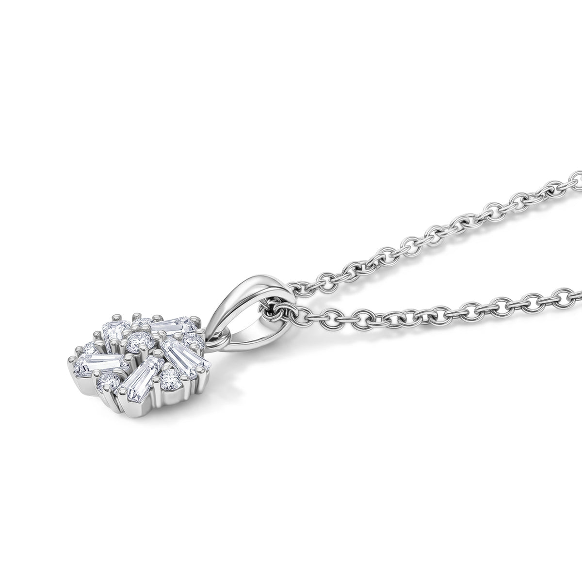 D'Joy - Moissanite Cluster Pendant in Platinum Overlay Sterling Silver with Chain (Size 20) V32522954 7