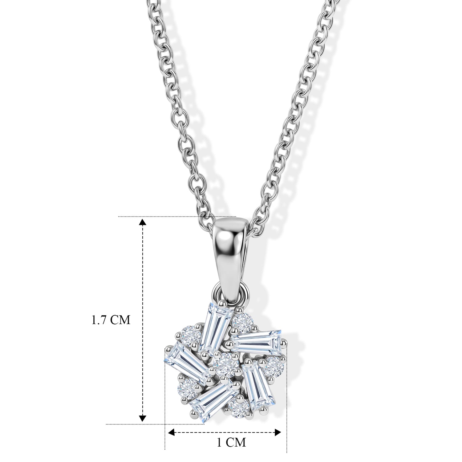 D'Joy - Moissanite Cluster Pendant in Platinum Overlay Sterling Silver with Chain (Size 20) V32522954 8
