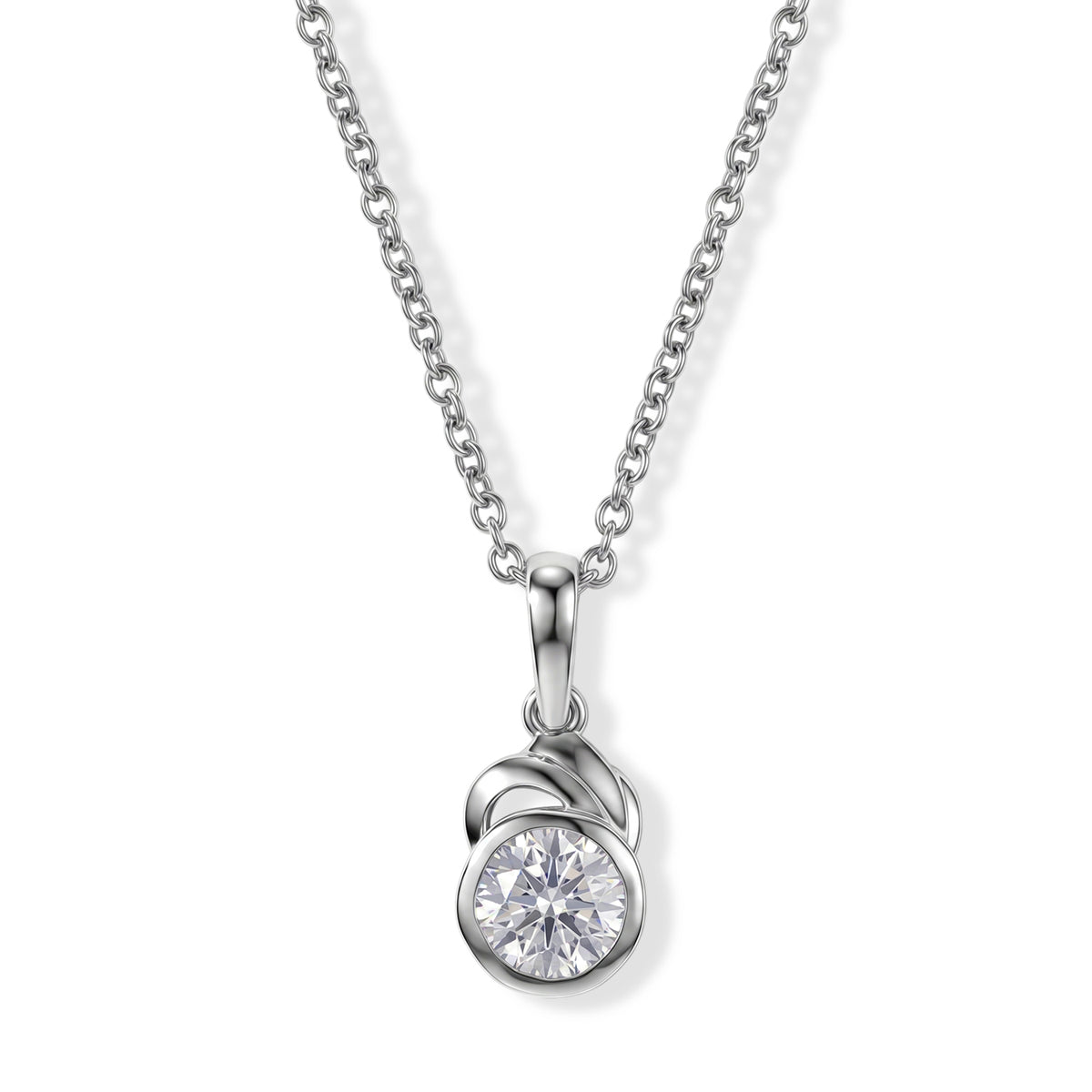 D'Joy - Moissanite Solitaire Pendant in Platinum Overlay Sterling Silver with Chain (Size 20) 1.00 Ct. V32603318 0