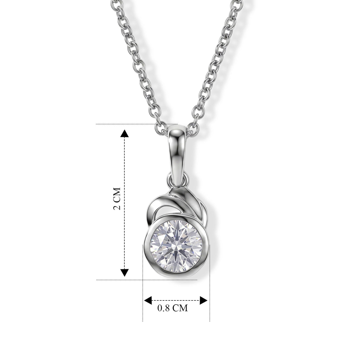 D'Joy - Moissanite Solitaire Pendant in Platinum Overlay Sterling Silver with Chain (Size 20) 1.00 Ct. V32603318 5