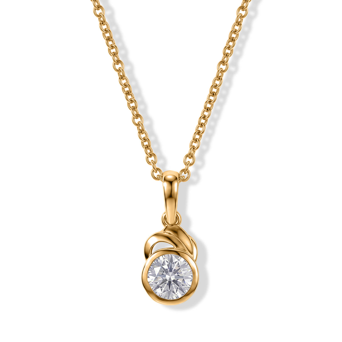 D'Joy - Moissanite Solitaire Pendant in Yellow Gold Plated Sterling Silver with Chain (Size 20) 1.00 Ct. V32603873 0