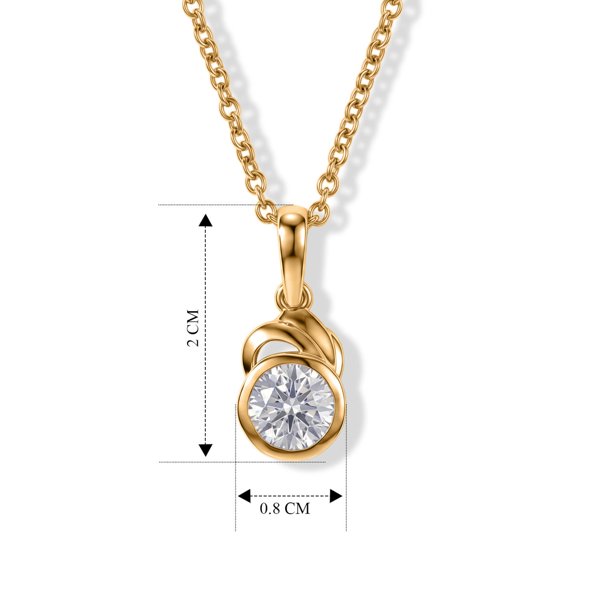 D'Joy - Moissanite Solitaire Pendant in Yellow Gold Plated Sterling Silver with Chain (Size 20) 1.00 Ct. V32603873 5