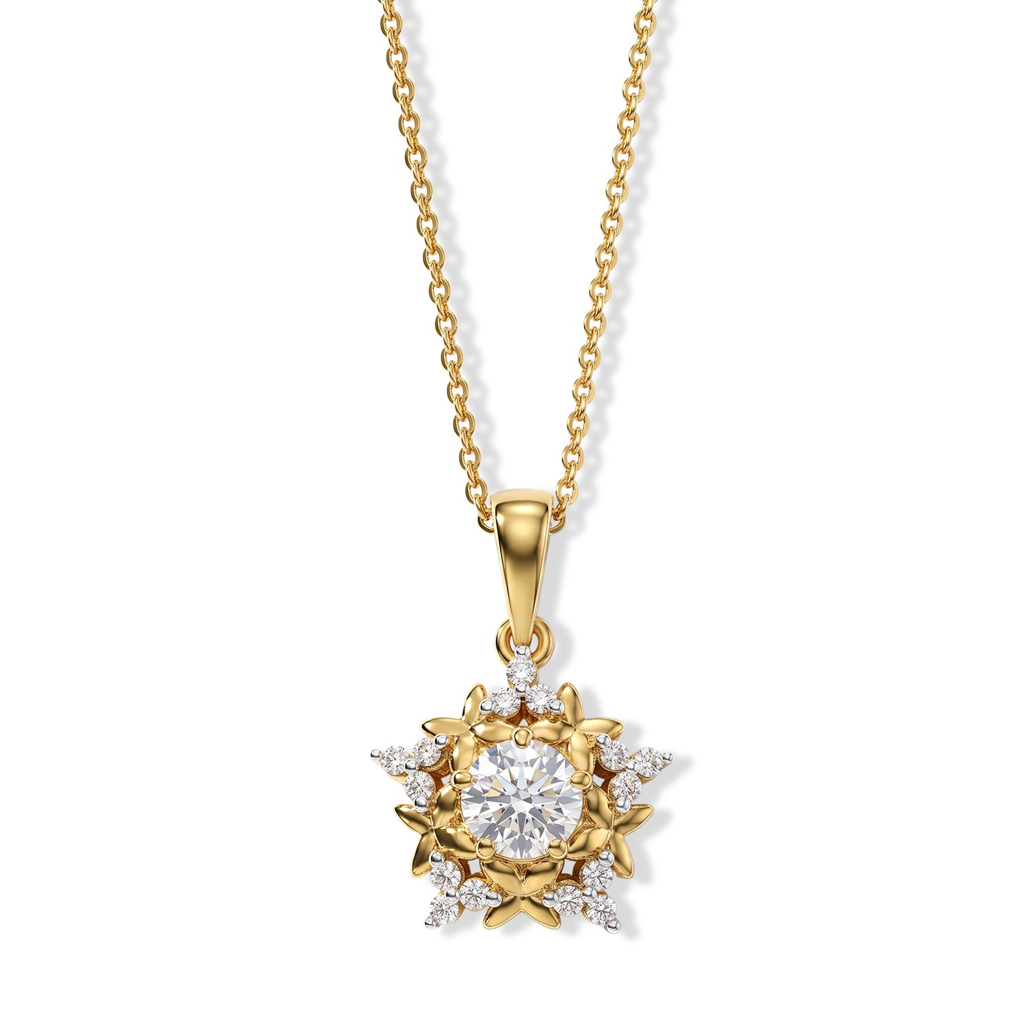 D'Joy - Moissanite Pendant with Chain (Size 20) in Yellow Gold Plated Sterling Silver V32513782 0