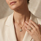D'Joy - Moissanite Halo Pendant with Chain (Size 20) in Yellow Gold Plated Sterling Silver_4493510_2
