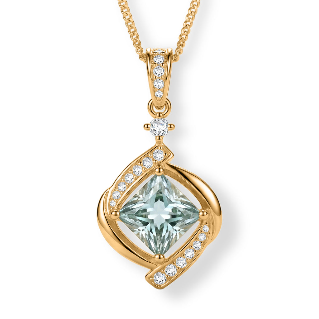 Paraiba Moissanite Pendant with Chain (Size 18) in Yellow Gold Plated Sterling Silver 2.27 Ct._4493549