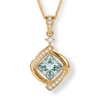 Paraiba Moissanite Pendant with Chain (Size 18) in Yellow Gold Plated Sterling Silver 2.27 Ct._4493549