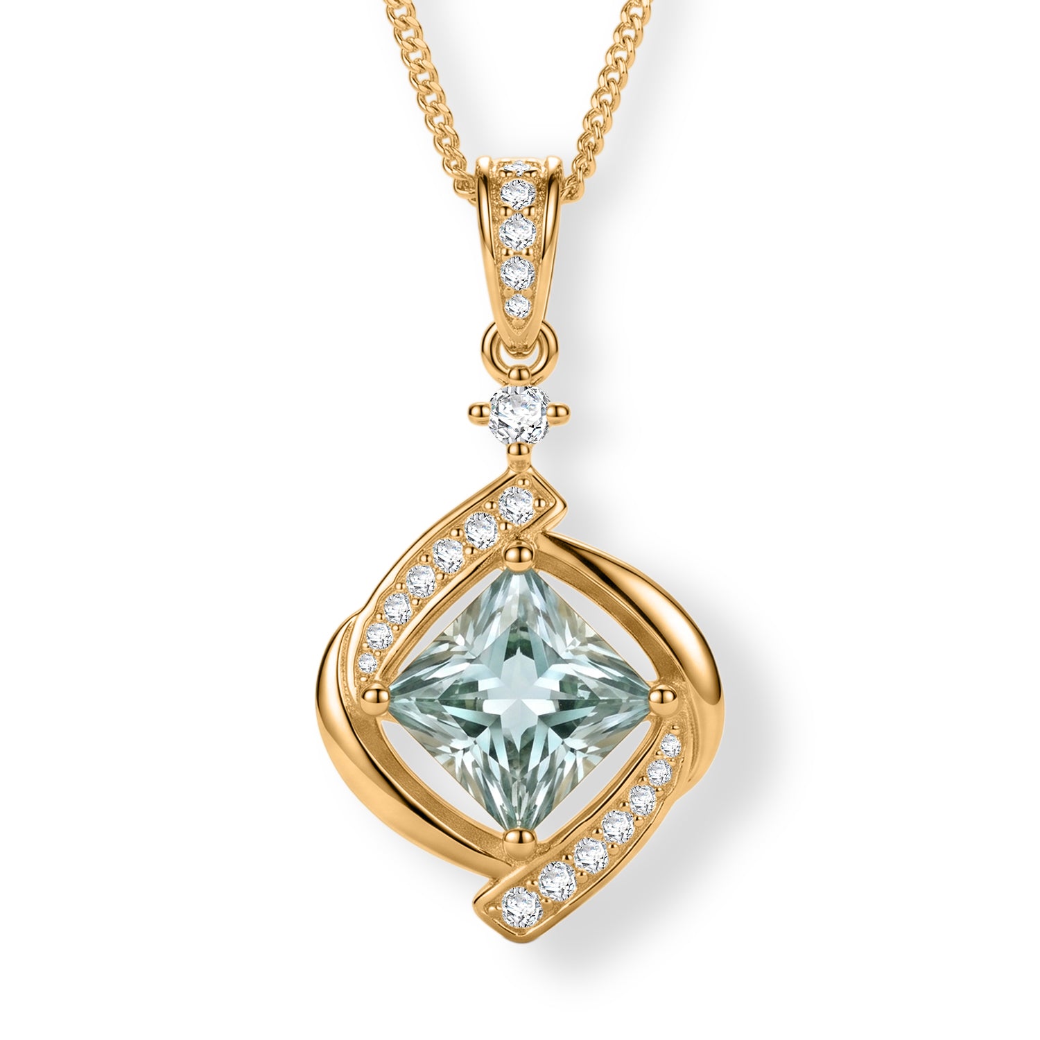 Paraiba Moissanite Pendant with Chain (Size 18) in Yellow Gold Plated Sterling Silver 2.27 Ct. 4493549 0