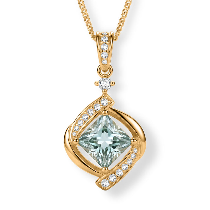 Paraiba Moissanite Pendant with Chain (Size 18) in Yellow Gold Plated Sterling Silver 2.27 Ct. 4493549 1