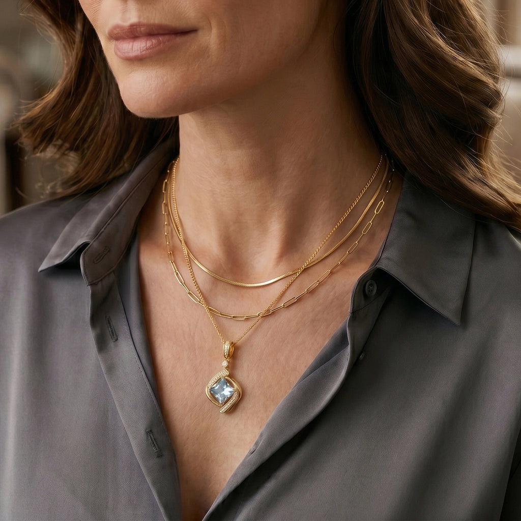 Paraiba Moissanite Pendant with Chain (Size 18) in Yellow Gold Plated Sterling Silver 2.27 Ct._4493549_2