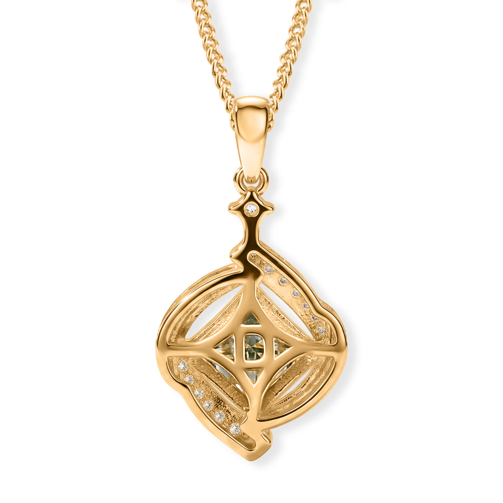 Paraiba Moissanite Pendant with Chain (Size 18) in Yellow Gold Plated Sterling Silver 2.27 Ct._4493549_4