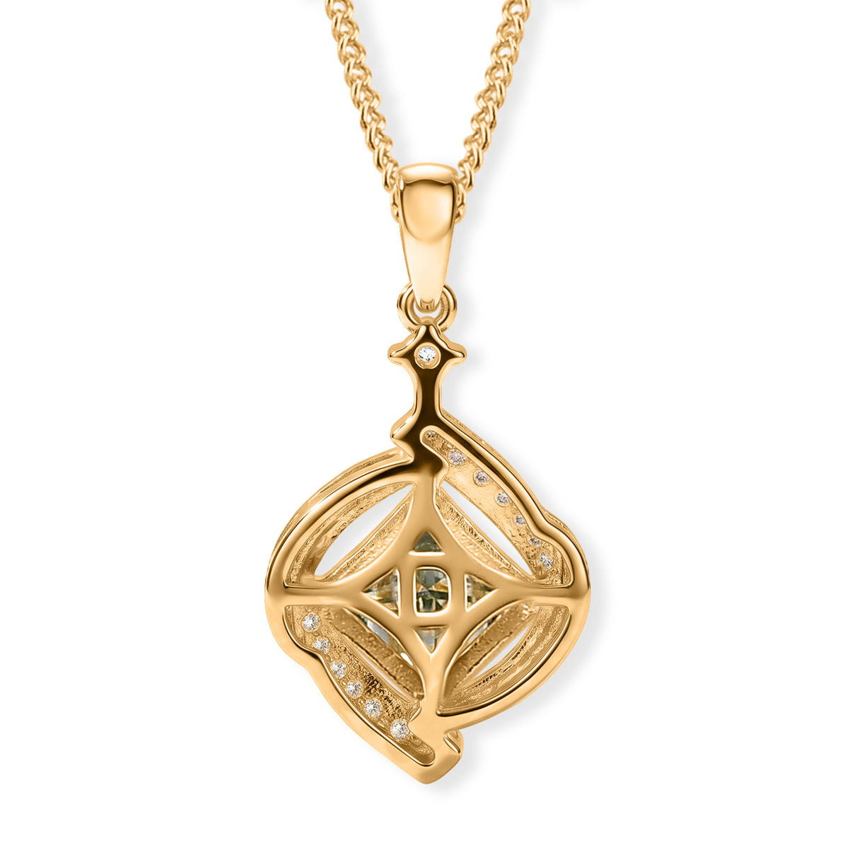 Paraiba Moissanite Pendant with Chain (Size 18) in Yellow Gold Plated Sterling Silver 2.27 Ct. 4493549 5