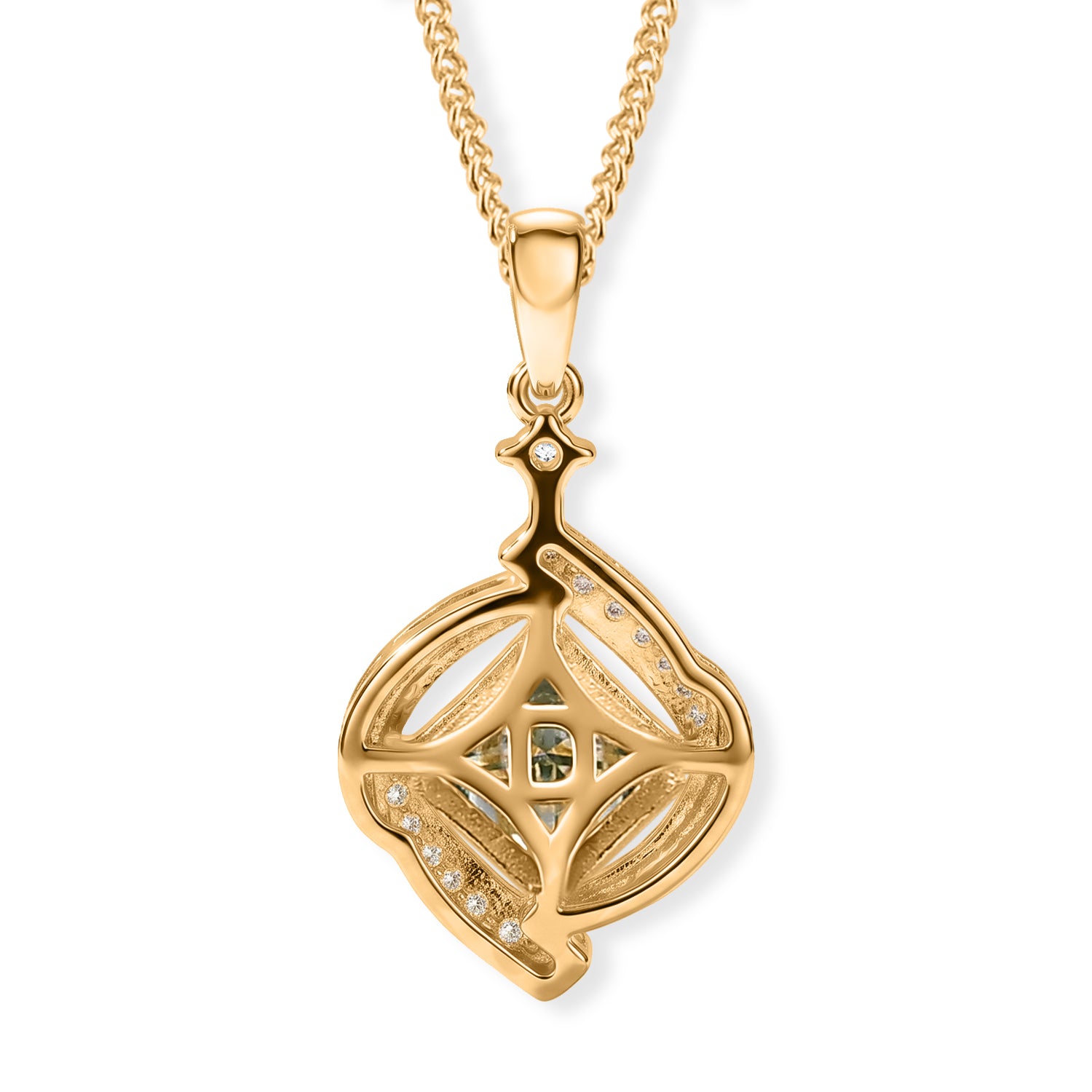 Paraiba Moissanite Pendant with Chain (Size 18) in Yellow Gold Plated Sterling Silver 2.27 Ct. 4493549 5