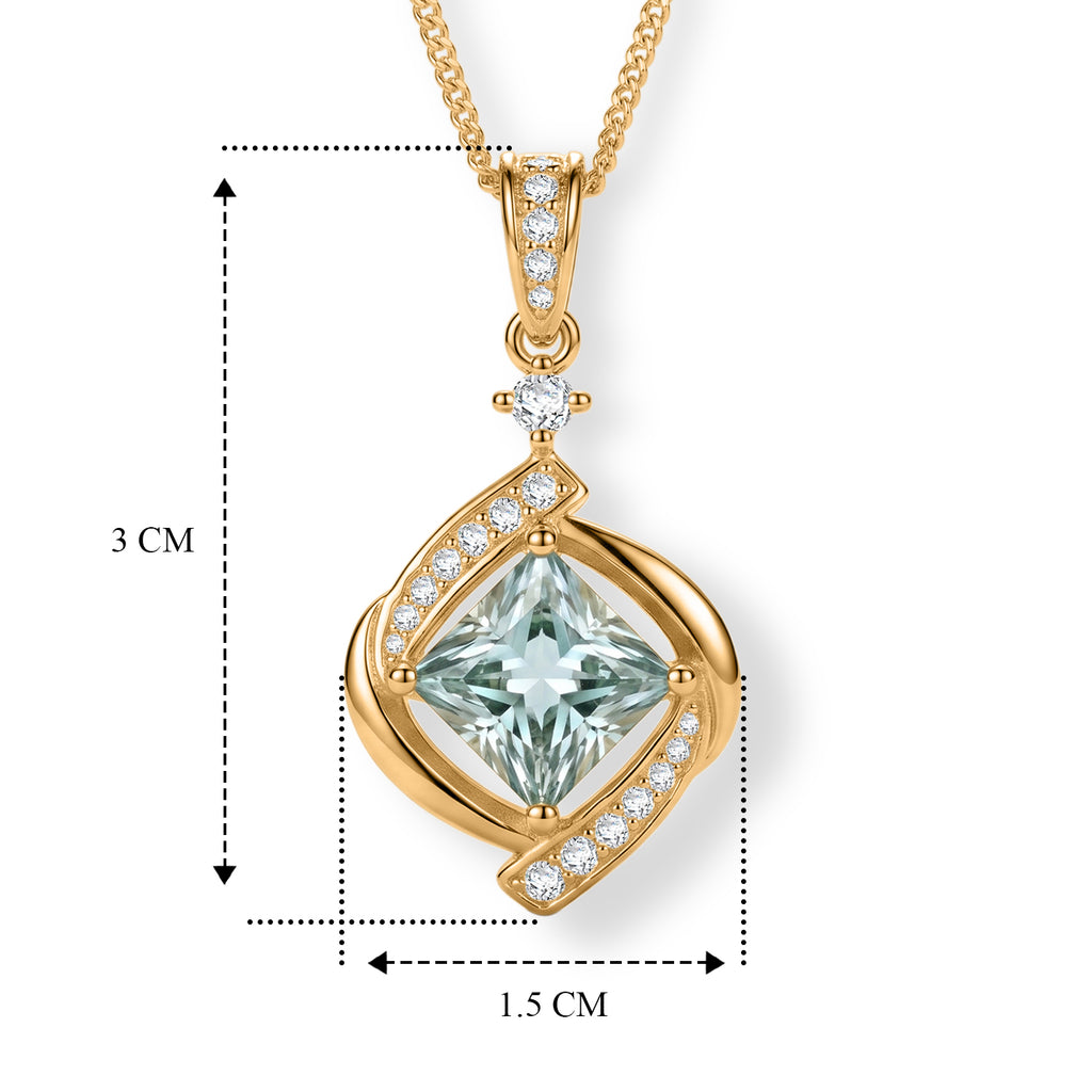 Paraiba Moissanite Pendant with Chain (Size 18) in Yellow Gold Plated Sterling Silver 2.27 Ct._4493549_5