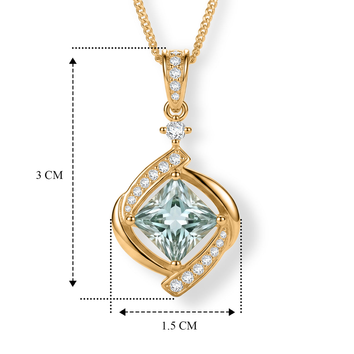 Paraiba Moissanite Pendant with Chain (Size 18) in Yellow Gold Plated Sterling Silver 2.27 Ct. 4493549 6
